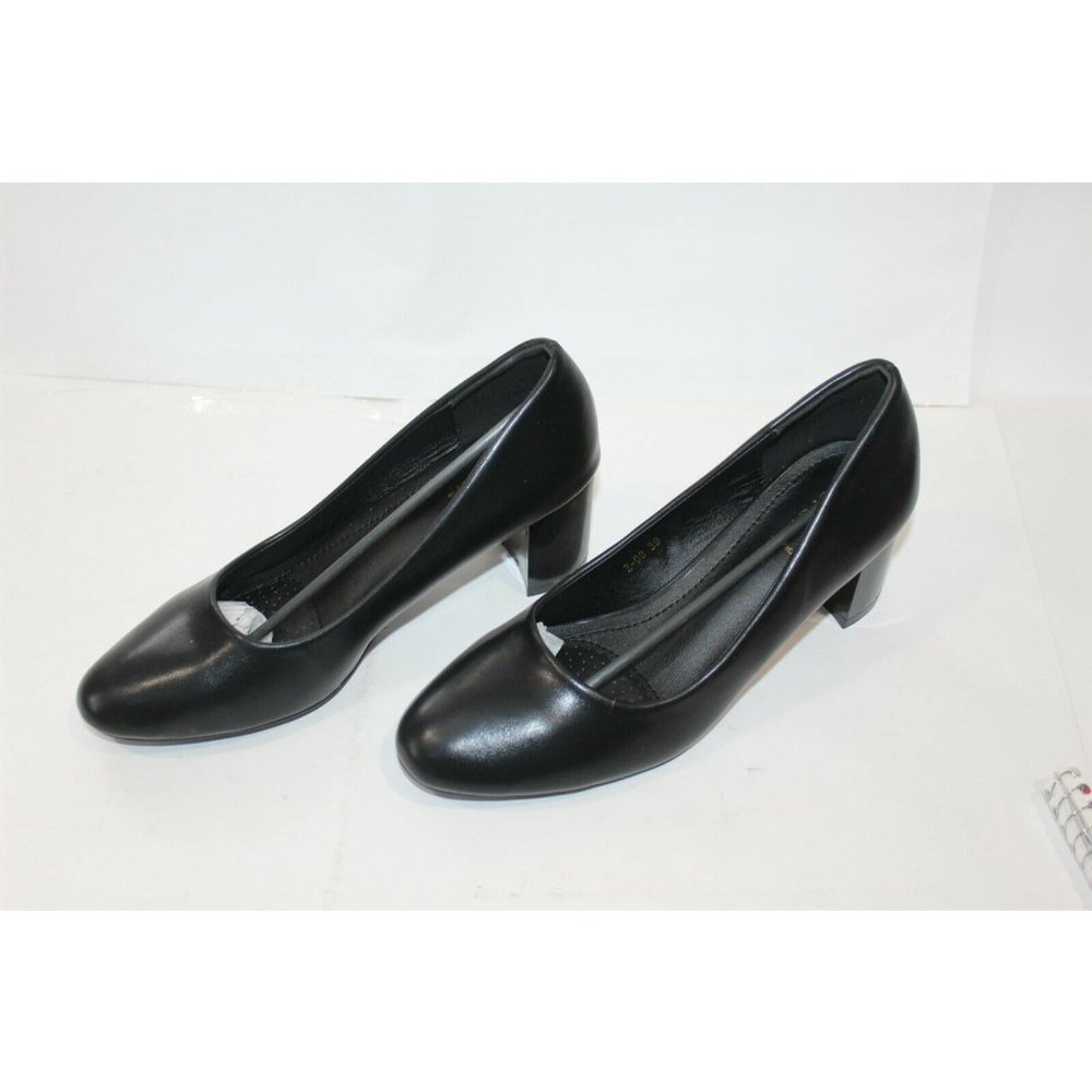 NIB Dress Shoes Black Pumps Block Heels 7.5